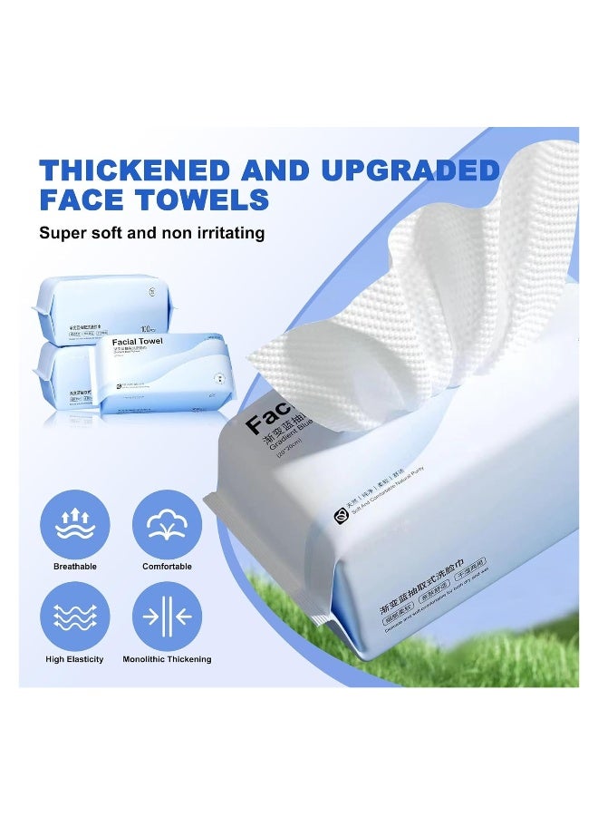 200 Count Soft Cotton Disposable Face Towels - Lint-Free Dry Wipes for Sensitive Skin, Ideal for Skin Care, Makeup Removal, and Facial Cleansing - Large Pack for Multi-Purpose Use. - Image 2
