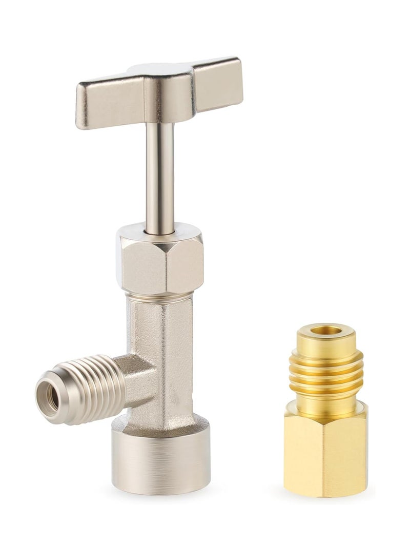 For R134a Self Sealing Can Tap, Self-Sealing Can Opener for R134a Refrigerant Self-Sealing Cans, with Tank Adapter for 1/4" and 1/2" AC Charging Hoses for Refilling Automotive AC System - Image 1