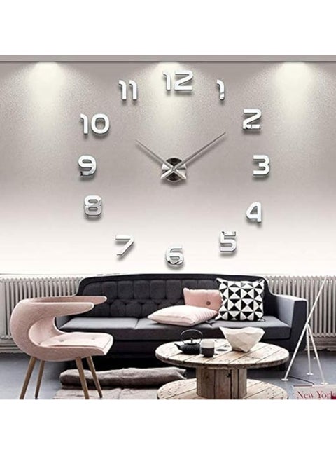 DIY Wall Clock,3D Mirror Stickers Large Wall Clock Frameless Modern Design Large Watch Silent Home/Office/School Number Clock Decorations Gift