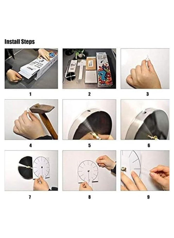DIY Wall Clock,3D Mirror Stickers Large Wall Clock Frameless Modern Design Large Watch Silent Home/Office/School Number Clock Decorations Gift