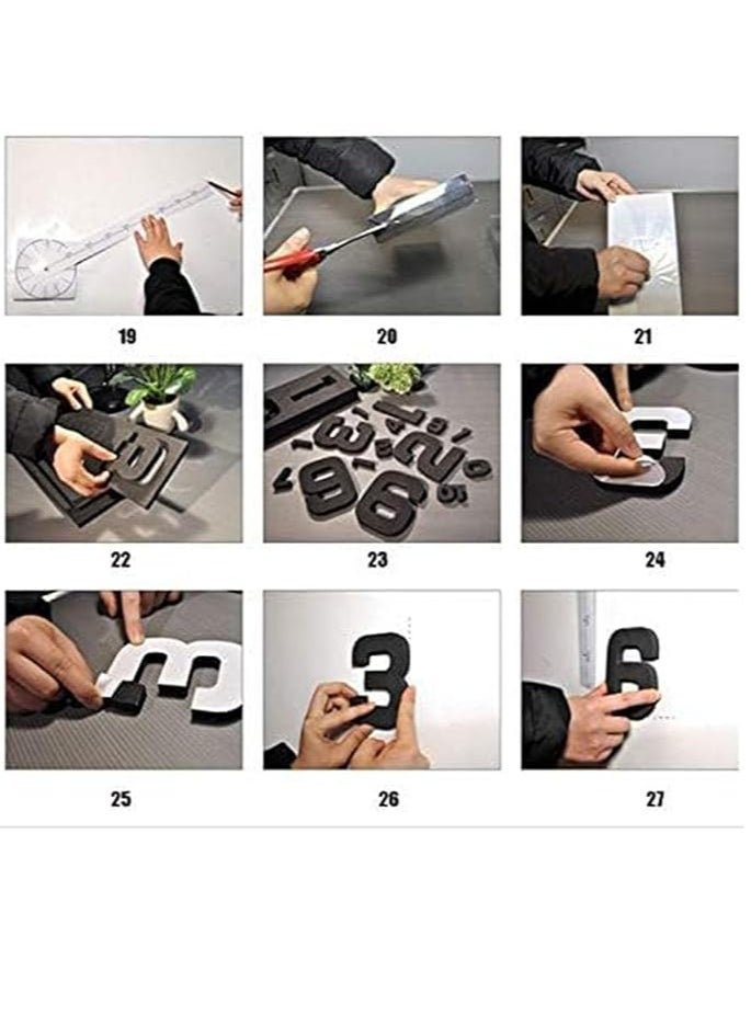 DIY Wall Clock,3D Mirror Stickers Large Wall Clock Frameless Modern Design Large Watch Silent Home/Office/School Number Clock Decorations Gift