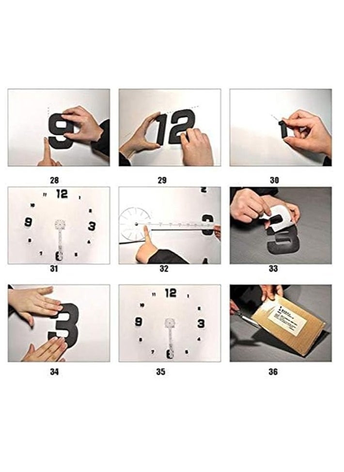 DIY Wall Clock,3D Mirror Stickers Large Wall Clock Frameless Modern Design Large Watch Silent Home/Office/School Number Clock Decorations Gift