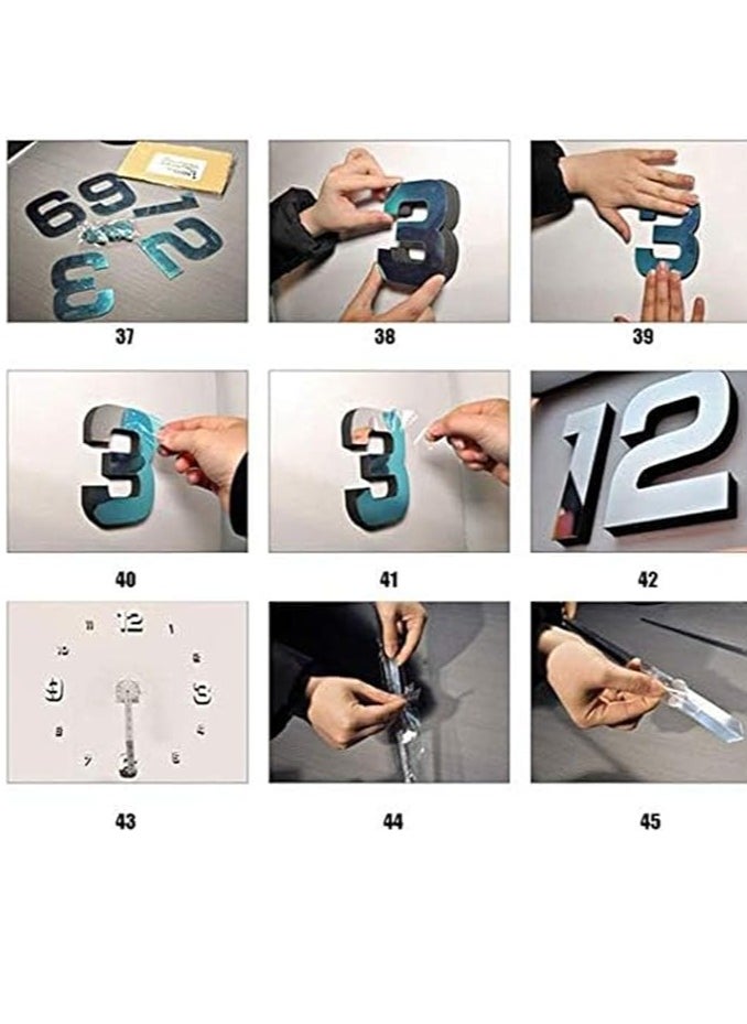 DIY Wall Clock,3D Mirror Stickers Large Wall Clock Frameless Modern Design Large Watch Silent Home/Office/School Number Clock Decorations Gift