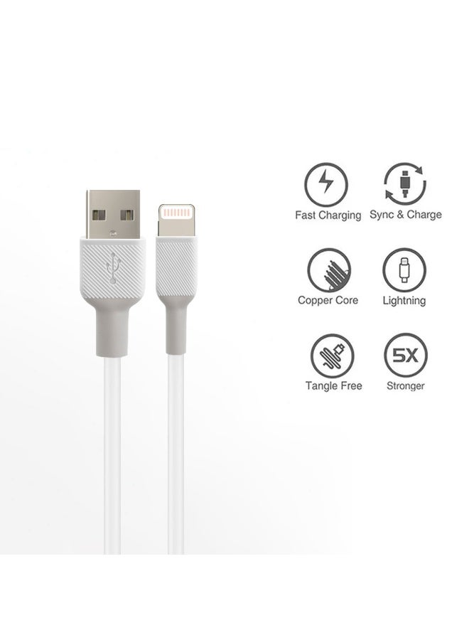 Premium 1.2M MFi-Style Lightning Charger Cable for iPhone/iPad/iPod - Durable Tangle-Free Nylon Braid, High-Speed Data Sync, 5X Stronger, Anti-Interference - White SP-308 - Image 5