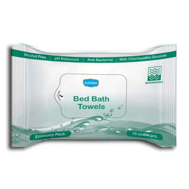 GINNI Antibacterial Sponge Bed Bath Towel for Adults & Patients - Microwaveable, Economy Pack, 10 Towels Per Pack (Pack of 2) - Gentle & Hygienic Cleansing Solution - Image 2