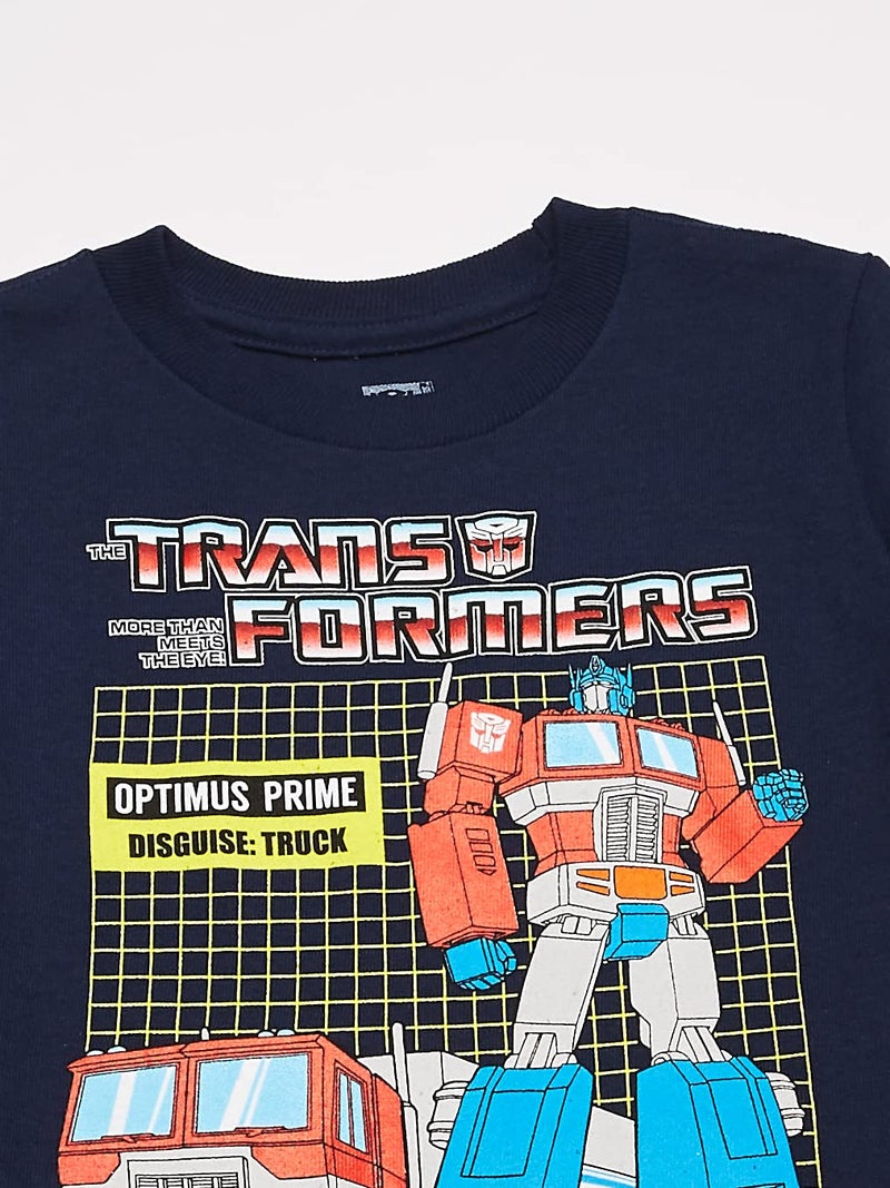TRANSFORMERS تي شيرت قصير الأكمام للأولاد الصغار بتصميم ترانسفورمرز، أزرق داكن، 4T - Image 2