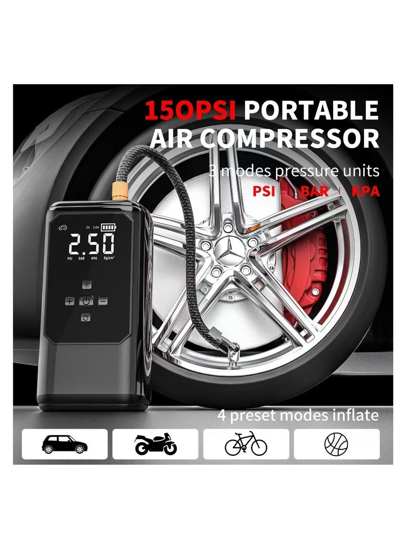 او تو او جهاز تشغيل طوارئ محمول لاسلكي للسيارة من AOTUO، مضخة هواء للإطارات، ضاغط هواء لنفخ الإطارات بسهولة، شاشة LED، مع مصباح يدوي، مصدر طاقة متنقل، سعة تخزين كبيرة - Image 4