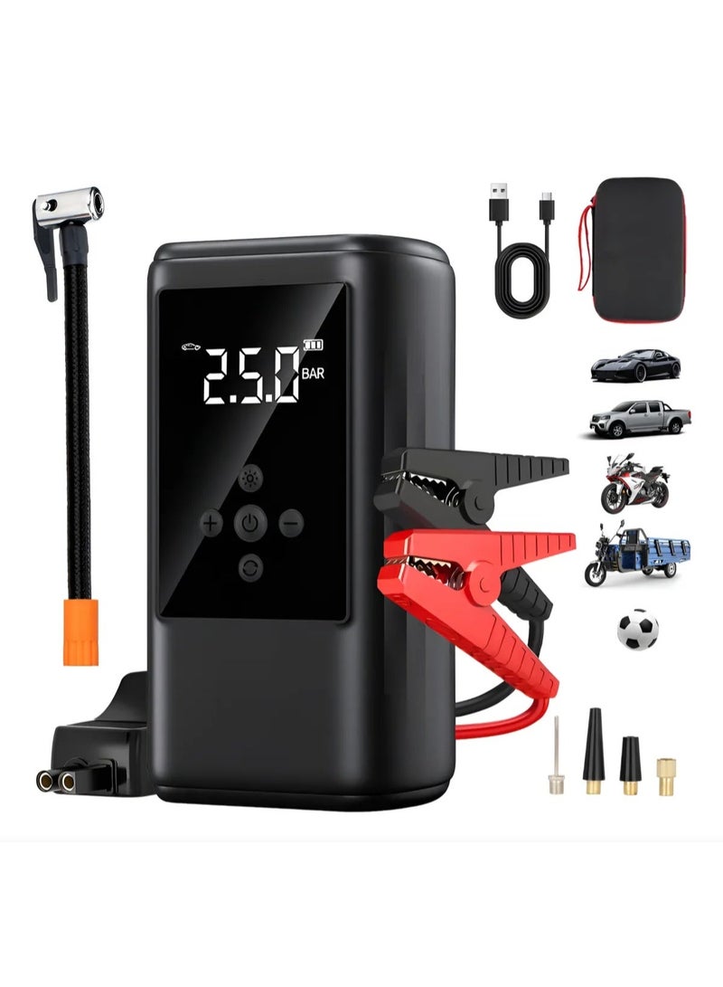 او تو او جهاز تشغيل طوارئ محمول لاسلكي للسيارة من AOTUO، مضخة هواء للإطارات، ضاغط هواء لنفخ الإطارات بسهولة، شاشة LED، مع مصباح يدوي، مصدر طاقة متنقل، سعة تخزين كبيرة - Image 1