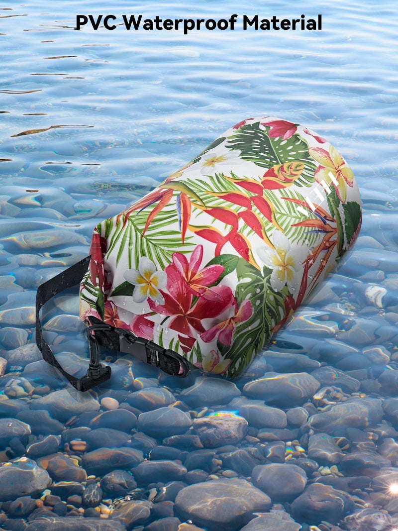 HEETA Waterproof Dry Bag for Women Men (Upgraded Version), Roll Top Lightweight Dry Storage Bag Backpack with Emergency Whistle for Travel, Swimming, Boating, Kayaking, Camping, Beach (Flower, 5L) - Image 3