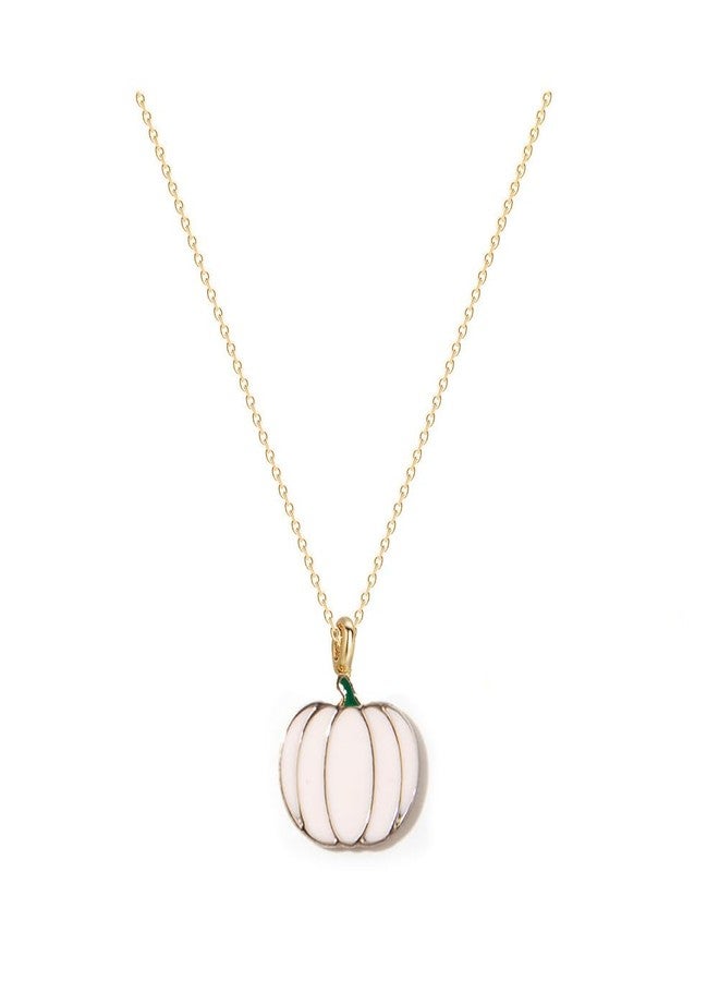 WLL Small Pumpkin Pendant Necklace for Women Halloween Party Jewelry Fall Autumn Earrings Thanksgiving day gift (D:white) - Image 1