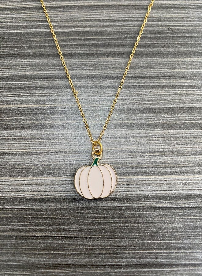 WLL Small Pumpkin Pendant Necklace for Women Halloween Party Jewelry Fall Autumn Earrings Thanksgiving day gift (D:white) - Image 5
