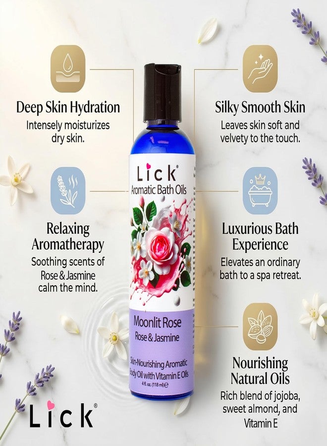 Lick Midnight Rose & Jasmine Aromatic Bath Oil - Calming Floral Scents - Aromatherapy Oils for Bath Relaxation, 4 oz - Image 3