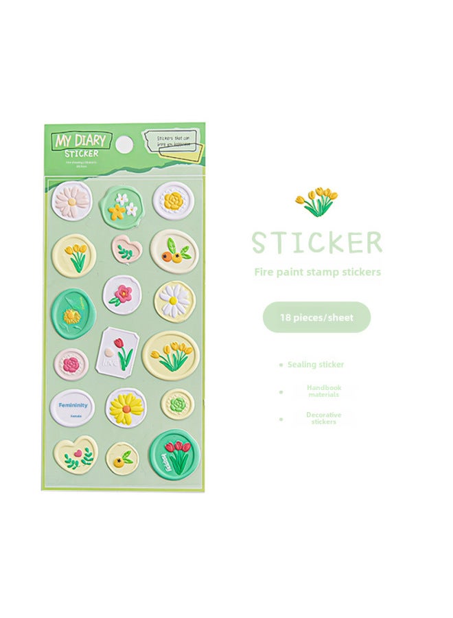 Planwith High-looking Imitation Fire Paint Seal Stickers Student Journal Envelope Diy Decorative Sealing Stickers Three-dimensional Crystal Stickers - Image 1