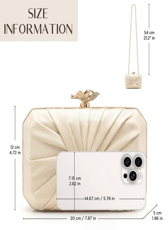 CHUNLI Satin Clutch Bag, Elegant Pleated Clutch Purse for Women, Evening Bags Classic Handbag for Gala Prom Cocktail Party - Image 4