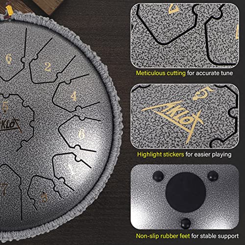 AKLOT Steel Tongue Drum - 12 Inches 13 Notes - Steel Drum- Hand Pan Drum with Music Book, Drum Mallets and Carry Bag - Image 3