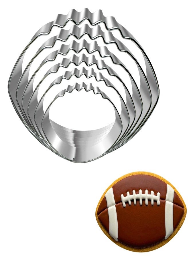 Auktosmn Football Cookie Cutter Set-6 Piece-4.5" 4.0" 3.5" 3.0" 2.5" 2"-Dishwasher Safe-Sports Cookie Cutters Bread and Fondant Baking Molds for Party - Image 1