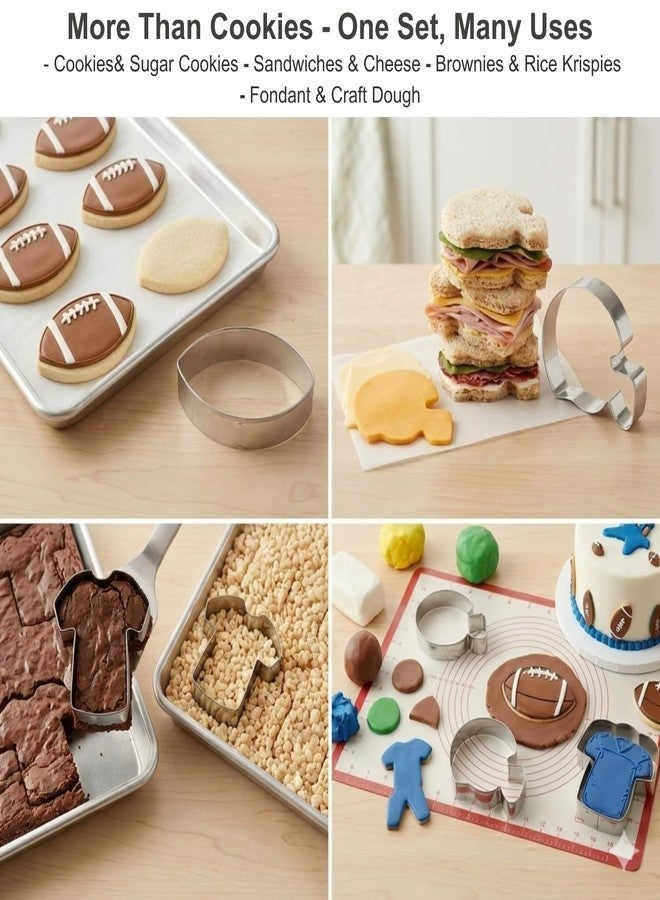 Auktosmn Football Cookie Cutter Set-6 Piece-4.5" 4.0" 3.5" 3.0" 2.5" 2"-Dishwasher Safe-Sports Cookie Cutters Bread and Fondant Baking Molds for Party - Image 4