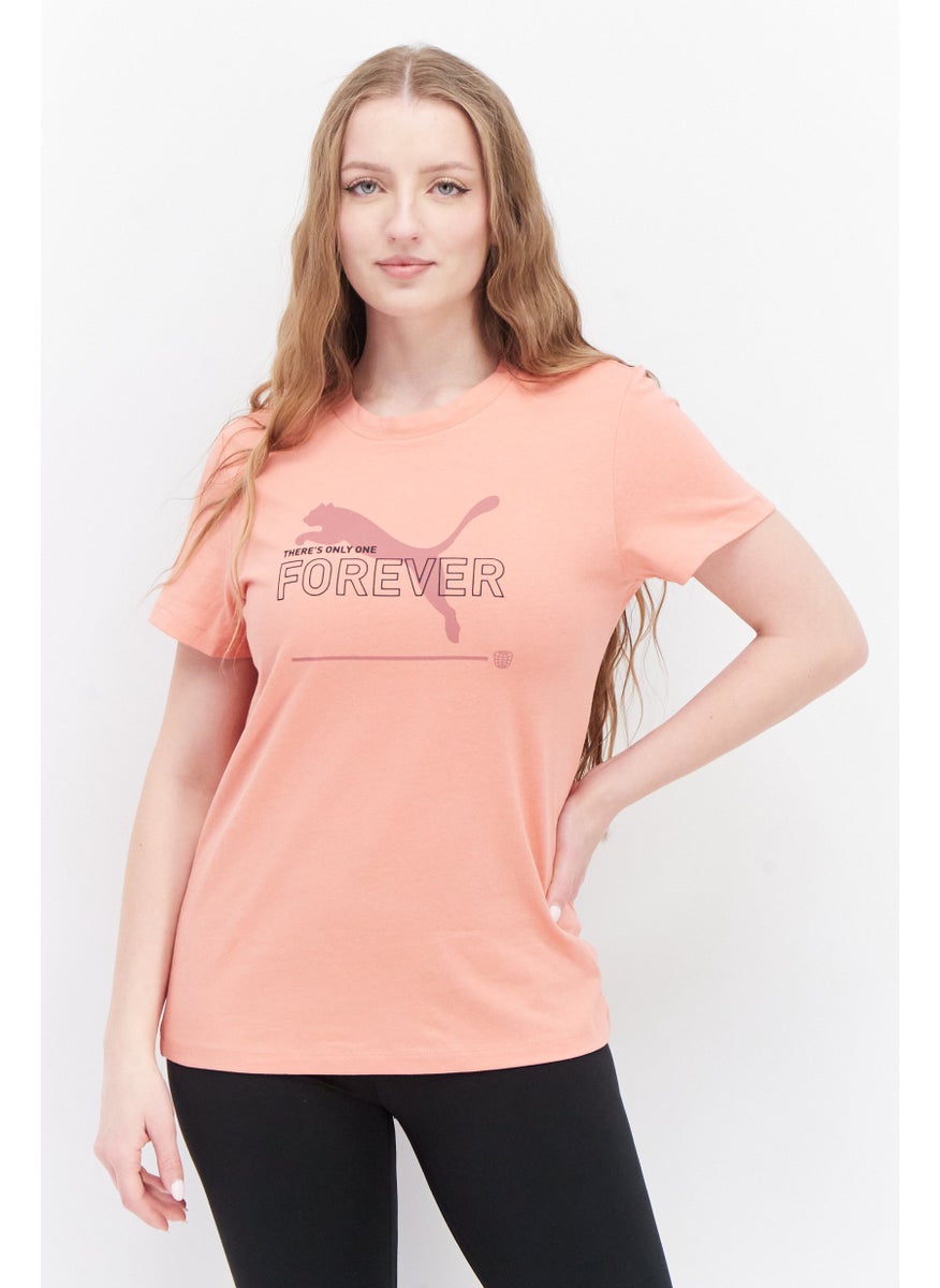 PUMA Women Sportswear Fit Short Sleeve Training T Shirt, Peach  - Image 1