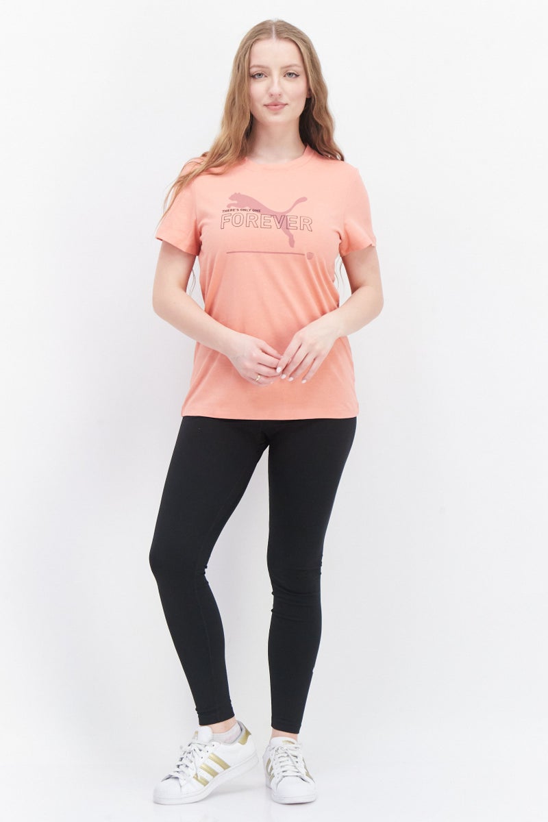PUMA Women Sportswear Fit Short Sleeve Training T Shirt, Peach - Image 2
