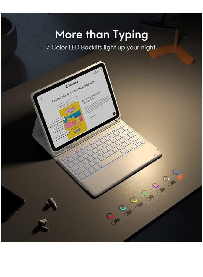 Two-language keyboard, 3-color backlight, multi-touch trackpad, flip stand case with pen holder, for iPad 10th generation 10.9-inch keyboard case, 2 Bluetooth channels, for iPad 10th generation 2022  - Image 3