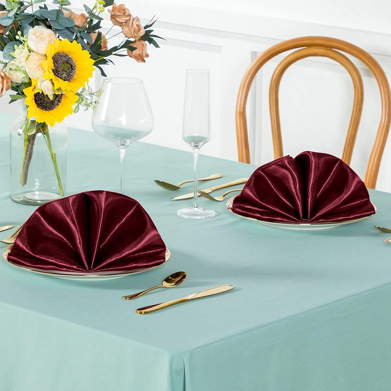 Homiest Burgundy Satin Napkins  12 Pack 20x20 Inches Elegant Wedding  Party Napkins - Image 3