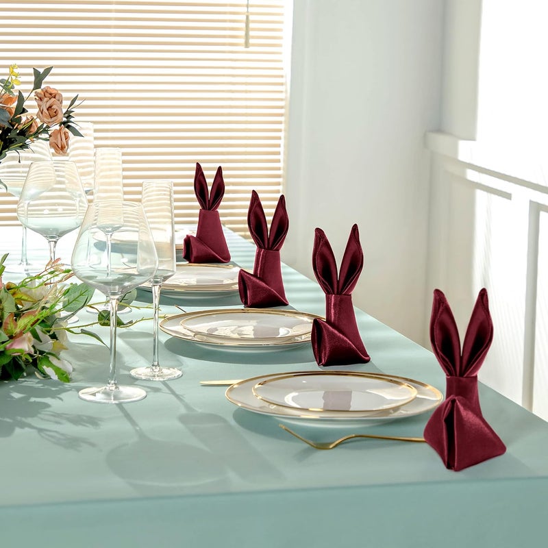 Homiest Burgundy Satin Napkins  12 Pack 20x20 Inches Elegant Wedding  Party Napkins - Image 4