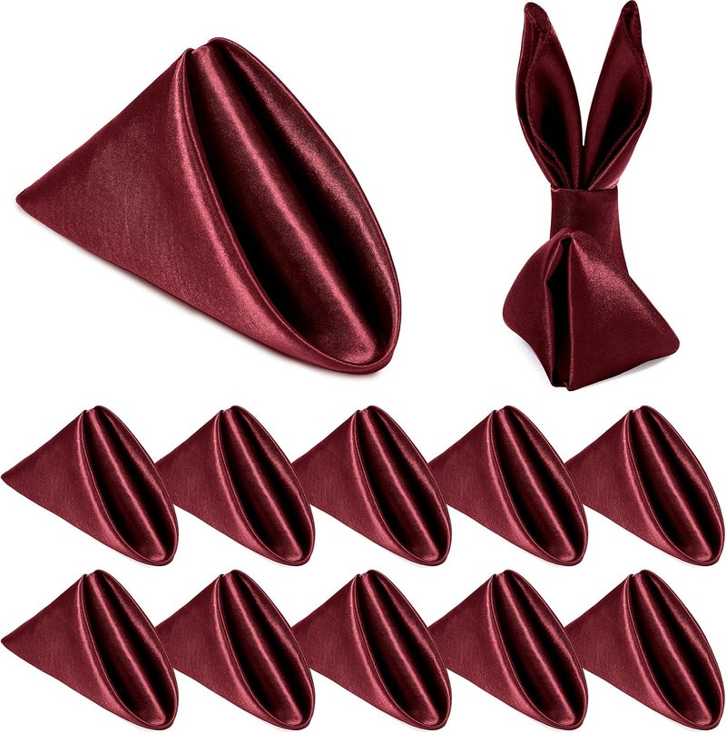 Homiest Burgundy Satin Napkins  12 Pack 20x20 Inches Elegant Wedding  Party Napkins - Image 1