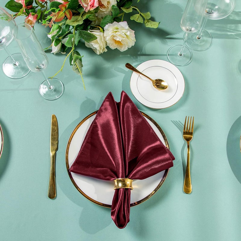 Homiest Burgundy Satin Napkins  12 Pack 20x20 Inches Elegant Wedding  Party Napkins - Image 2