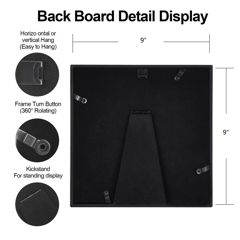 BKABOT 9x9 Picture Frame, Gold Metal Square Photo Frames with HD Glass, Fits 8x8 with Mat or 9 x 9 without Mat, Display for Wall and Table, 1 Pack - Image 3