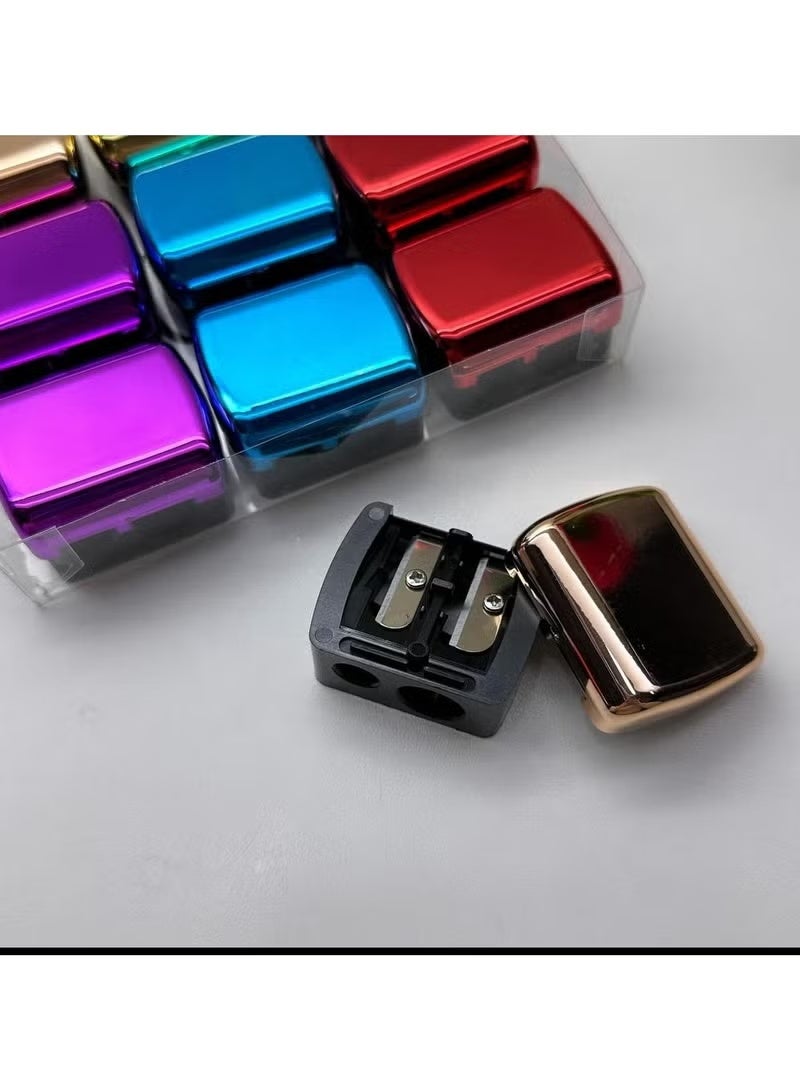 براية مكياج مزدوجة – براية أقلام كحل وأحمر شفاه احترافية سهلة التنظيف (قد يختلف اللون) - Image 4