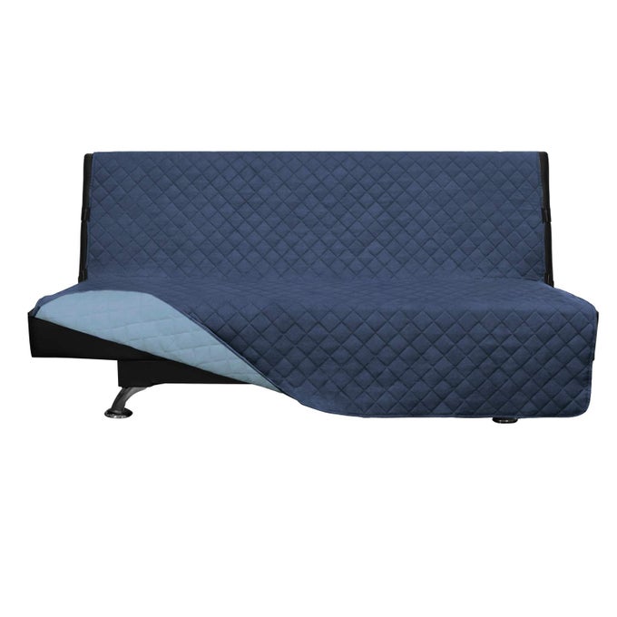 EasyGoing Futon Sofa Slipcover Reversible Armless Couch Cover Water Resistant for Pets Kids Dark BlueLight Blue