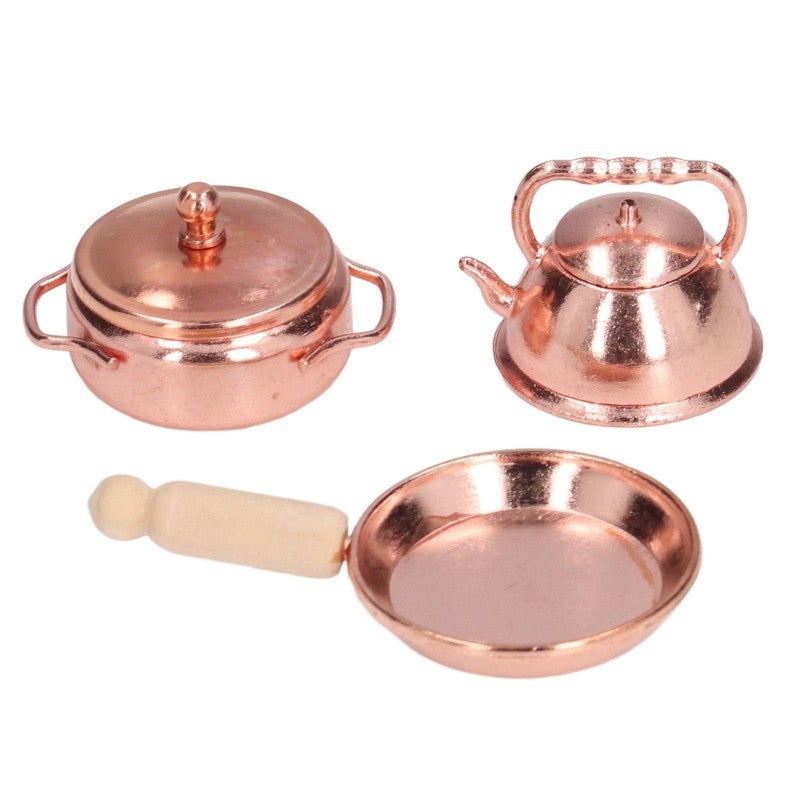 Miniature Kitchen Set: 1:12 Scale Metal Mini Shape Dollhouse Cookware Set - Compact Portable Dollhouse Accessories for 1:12 Dollhouse, Children Aged 3+ - Image 1