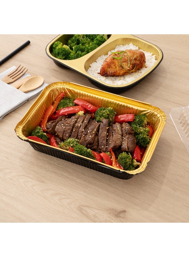 Restaurantware Foil Lux 41 Ounce Foil Pans, 200 Recyclable Aluminum Take Out Containers - Heavy Duty, Rectangle, Black And Gold Aluminum Foil To Go Containers, Freezer Safe, For Large Meals Or Sides - Image 4