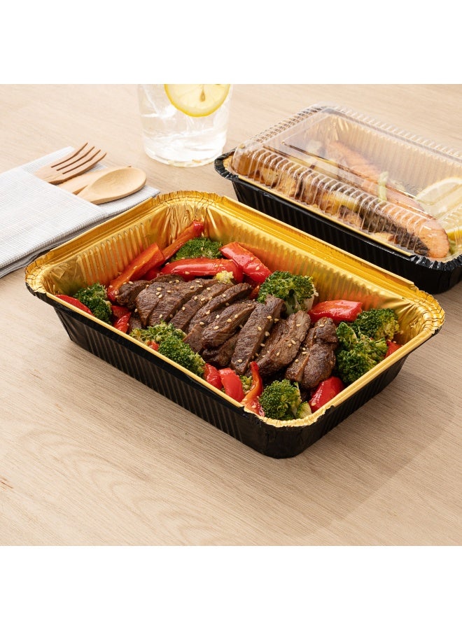 Restaurantware Foil Lux 41 Ounce Foil Pans, 200 Recyclable Aluminum Take Out Containers - Heavy Duty, Rectangle, Black And Gold Aluminum Foil To Go Containers, Freezer Safe, For Large Meals Or Sides - Image 3