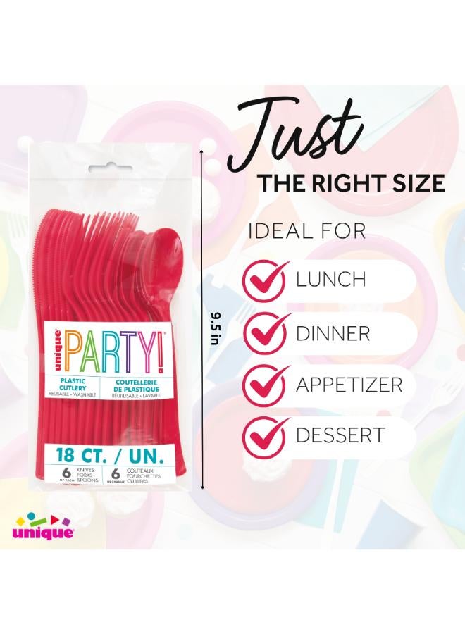 Unique 18 Assorted Cutlery Ruby Red - Image 3