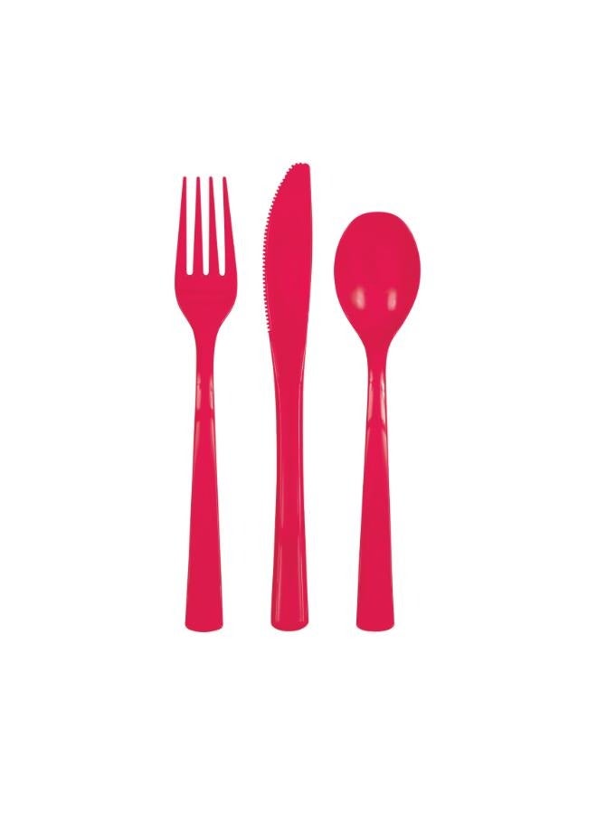 Unique 18 Assorted Cutlery Ruby Red - Image 1