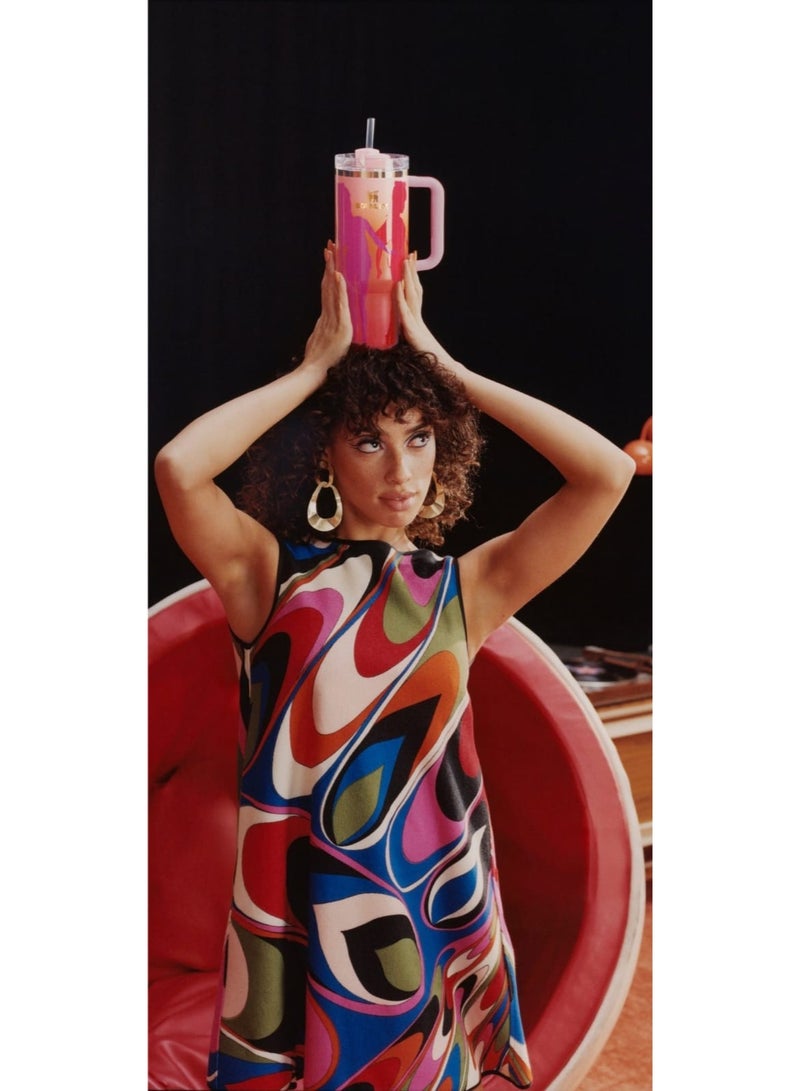 ستانلي كوب ستانلي كوينشر H2.0 فلو ستيت المصنوع من الفولاذ المقاوم للصدأ والمُعزل بالفراغ مع غطاء وقشة للمياه أو الشاي المثلج أو القهوة (جلاسير 40 أونصة) - Image 2