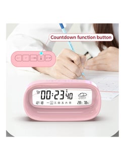 ECVV Digital Alarm Clock, Transparent LED Display Desk Clocks, Temperature Humidity Meter Snooze Weather Calendar Count Down Multifunction Timer BATTERY (Exclude) Operated for Office, Study Room-White  - Image 5