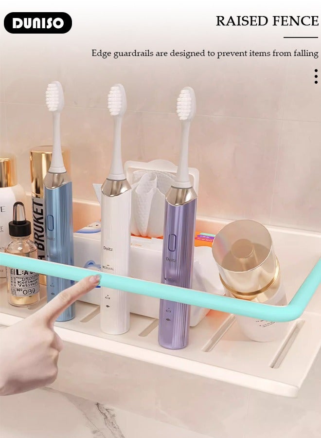 DUNISO Wall Mount Over The Sink Shelf, Shelf Organizer Over The Faucet, Bathroom Sink Shelf Over Faucet, U-Shaped Recess Design Countertop Organizer, Multi-Functional Hollow Storage Shelf for Bathroom, Kitchen  - Image 2