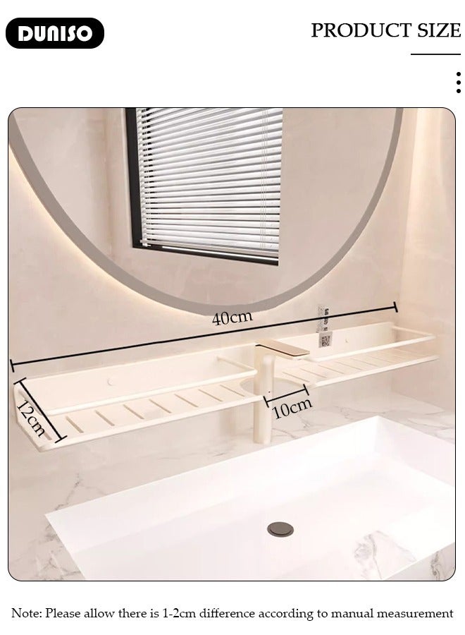 DUNISO Wall Mount Over The Sink Shelf, Shelf Organizer Over The Faucet, Bathroom Sink Shelf Over Faucet, U-Shaped Recess Design Countertop Organizer, Multi-Functional Hollow Storage Shelf for Bathroom, Kitchen  - Image 4