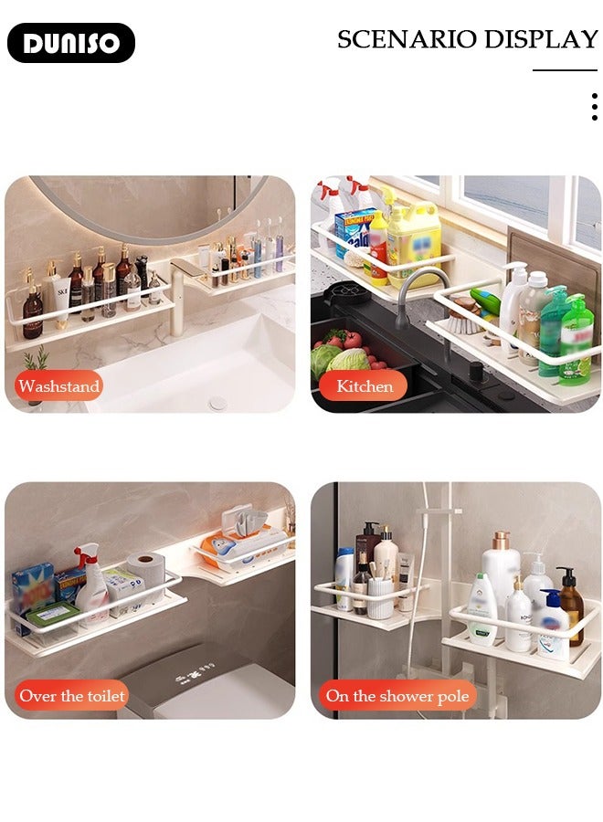 DUNISO Wall Mount Over The Sink Shelf, Shelf Organizer Over The Faucet, Bathroom Sink Shelf Over Faucet, U-Shaped Recess Design Countertop Organizer, Multi-Functional Hollow Storage Shelf for Bathroom, Kitchen  - Image 3