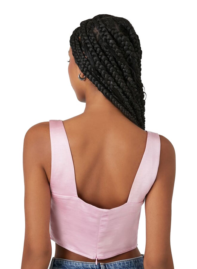 FOREVER 21 Satin V-Hem Crop Top - Image 4