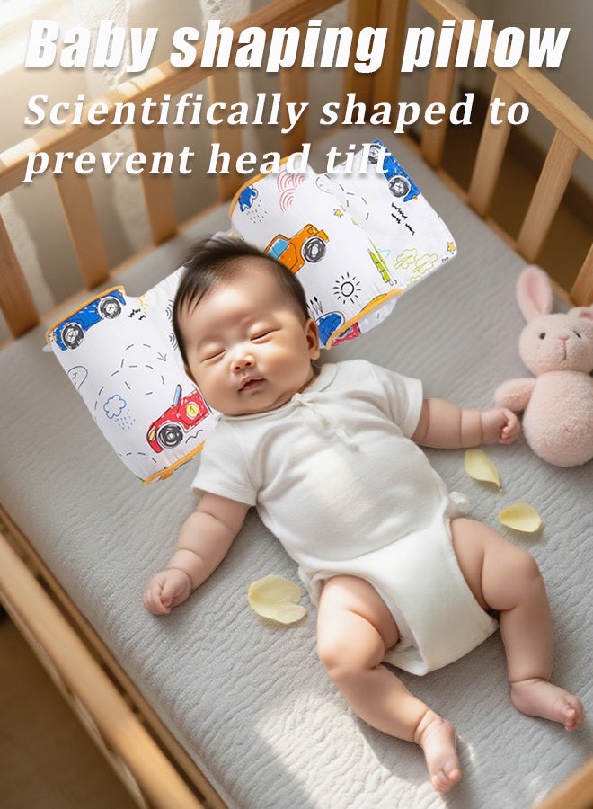 Vinnatsu Baby shaping pillow Organic Baby Infant Cushion Adjustable and Removable, Comfortable, Machine-Washable Head and Neck Support Correcting baby's head shape Cartoon Car Pattern - Image 2