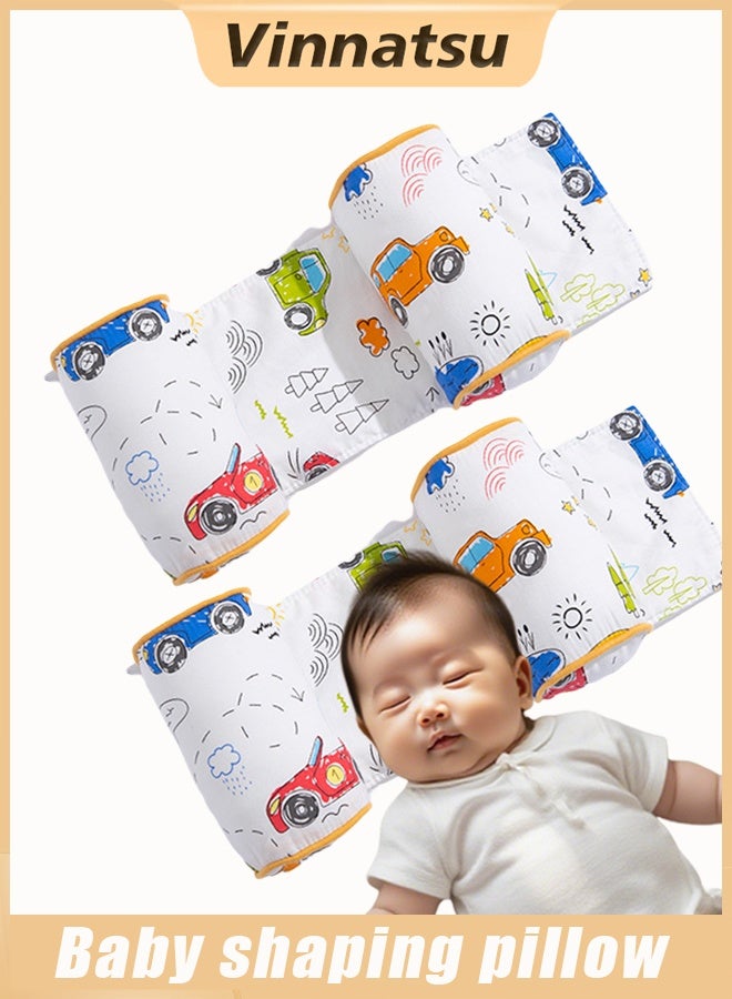 Vinnatsu Baby shaping pillow Organic Baby Infant Cushion Adjustable and Removable, Comfortable, Machine-Washable Head and Neck Support Correcting baby's head shape Cartoon Car Pattern - Image 1