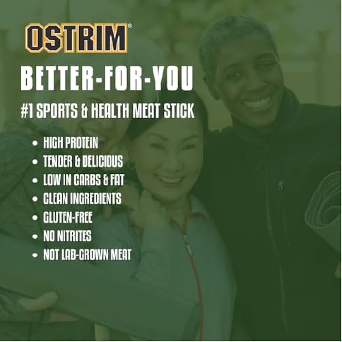 Ostrim عصا وجبة خفيفة عالية البروتين من لحم البقر والنعام (1.5 أونصة) ، (نكهة أصلية) ، (عبوة من 10)  - Image 5
