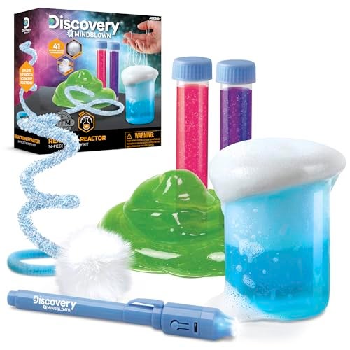 Discovery Reaction Lab Chemistry Set 41 STEM Experiments for Kids Includes Black Light Pen Crystal Growing Slime Goo Educational Learning Toy Science Activity Kit Boys Girls Gift Age 8 - Image 1