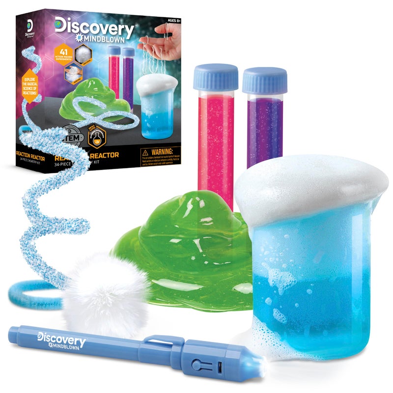 Discovery Reaction Lab Chemistry Set 41 STEM Experiments for Kids Includes Black Light Pen Crystal Growing Slime Goo Educational Learning Toy Science Activity Kit Boys Girls Gift Age 8 - Image 3