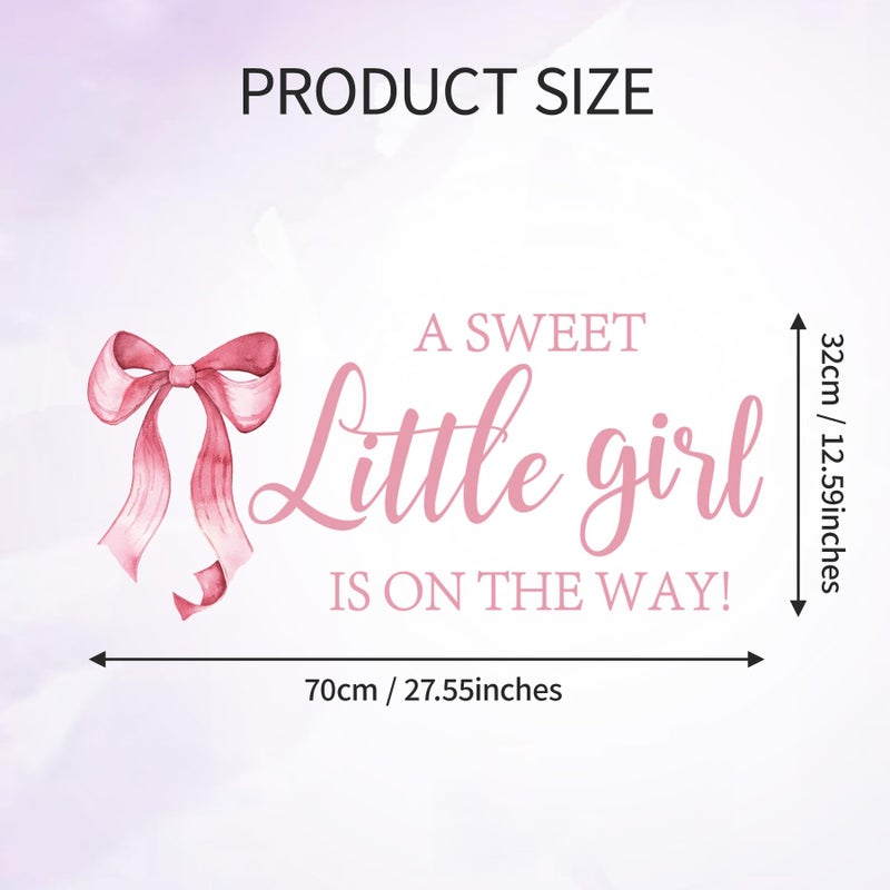 Dvehdbay Coquette Baby Shower Decorations - A Sweet Little Girl Is on the Way Decal, A Sweet Little Girl Is on the Way Sign for Backdrop Balloons Arch, Pink Bow Baby Shower Decorations, Gender Reveal Sign - Image 2