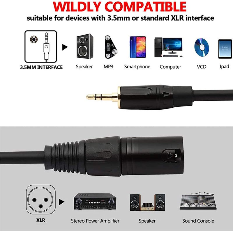 SeCro سلك الصوت الاحترافي من سلسلة بانثر 3.5 مم (1/8 بوصة) TRS ستيريو ذكر إلى XLR ذكر، مناسب لجهاز آيبود، الهاتف المحمول، مكبرات الصوت النشطة، المسرح، الدي جي، وحدة الصوت الاستوديو (5 متر) - Image 5