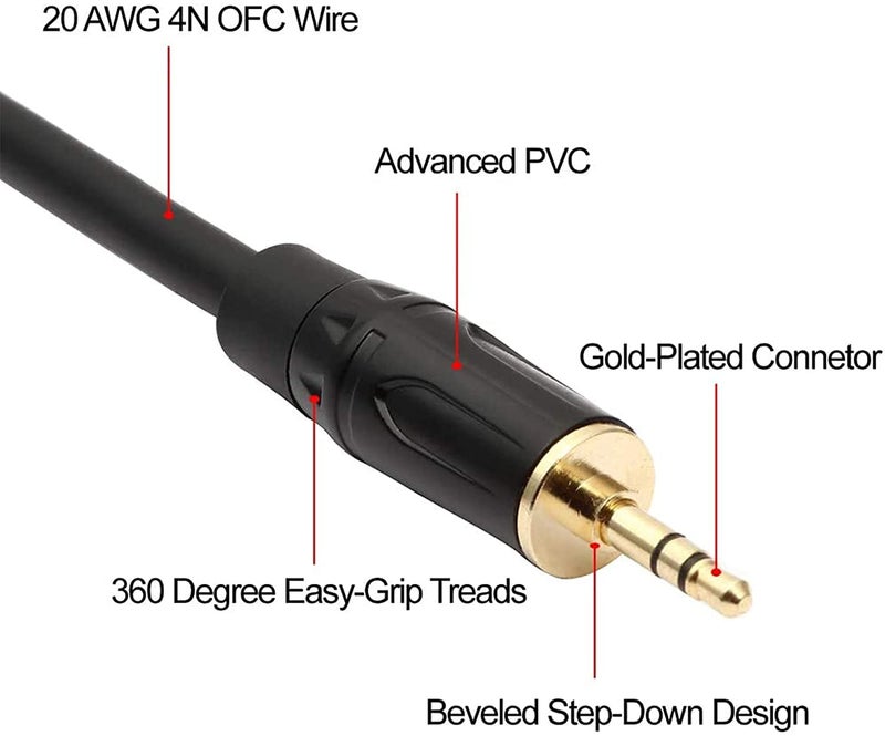 SeCro سلك الصوت الاحترافي من سلسلة بانثر 3.5 مم (1/8 بوصة) TRS ستيريو ذكر إلى XLR ذكر، مناسب لجهاز آيبود، الهاتف المحمول، مكبرات الصوت النشطة، المسرح، الدي جي، وحدة الصوت الاستوديو (5 متر) - Image 2